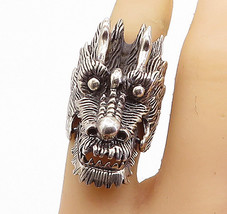 925 Sterling Silver - Vintage Dragon Head Statement Ring Sz 4.5 (MOVES) - RG6896 - £107.48 GBP