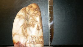 Vintage Chinese Carved Shoushan Stone or Jade Sculpture – Deer &amp; Bamboo ... - $649.00