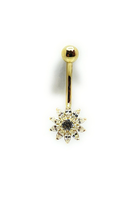 ADIRFINE 14K Solid Gold Banana Bar Flower Belly Button Ring - $129.59