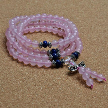 Free Shipping - Pink Chalcedony bracelet pink crystal beads bracelet 108... - £22.74 GBP