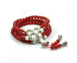 Free shipping - Tibetan Buddhist natural red jade prayer beads, yoga and meditat - $26.99