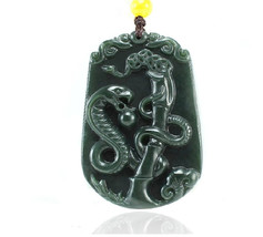 Free Shipping - Hand carved  Natural green Jadeite Jade carved snake / Cobra cha - £15.97 GBP