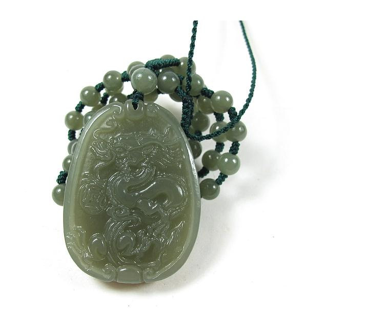 Primary image for Free Shipping - Amulet Natural green jade Dragon Natural Green jadeite jade Carv