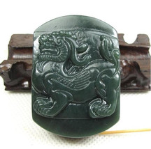 Free Shipping - Amulet Natural green jade Dragon Natural Green jadeite jade Carv - £20.74 GBP