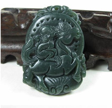 Free Shipping -  Hand carved Natural Green jade carved  monkey on horseback  jad - £15.72 GBP