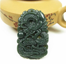 Free Shipping - Amulet Natural green jade Dragon Natural Green jadeite jade Carv - £15.97 GBP