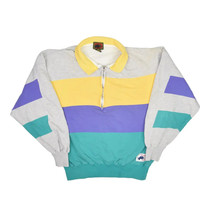 Vintage Boston Traders Sport 1/2 Zip Sweatshirt Mens L Striped Color Block Retro - £22.50 GBP