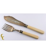 Antique EPNSA English Fish Serving Set W/Celluloid Handles Knife &amp; Fork - $1,975.76 MXN