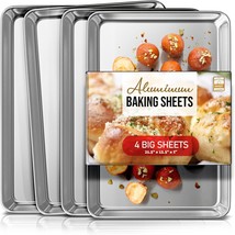 Eatex Aluminum Baking Sheet Set, 4 Pack Cookie Sheet Set, 21” X 15” Larg... - £46.58 GBP