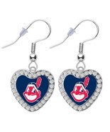 NEW CLEVELAND INDIANS Baseball Crystal Heart Earrings Pierced - $313.73 MXN