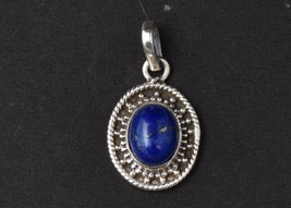 Pendentif Argent Massif Collier Naturel Lapis Lazuli PS-1024 - £29.93 GBP