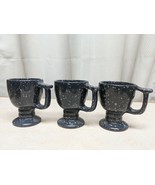 3 Vintage Frankoma 4 1/4&quot; Goblet Mug Cup C13 Country Blue Speckle Glaze - £17.92 GBP
