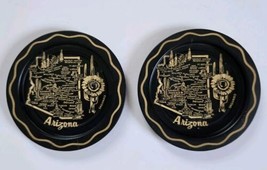 2 Vintage State of Arizona Decorative Metal Souvenir Round Ashtrays - $29.65