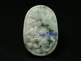 Free Shipping - perfect Natural Green Dragon Phoenix jade Pendant / necklace cha - £20.88 GBP