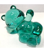 Fenton Art Glass Sea Mist Green Laying Reclining Bear Cub Handmade Figurine - £26.03 GBP