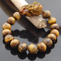 Free Shipping -  Natural Tiger eye stone PI YAO  charm  beaded Bracelet ... - £20.77 GBP