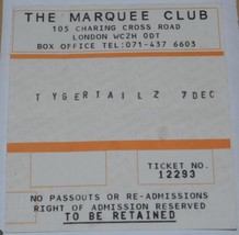 Tigertailz Ticket Stub Marquee Club London UK Welsh Glam Rock Charing Cr... - £6.91 GBP