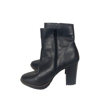 Design Lab Womens Heeled Booties Size 10 Black Leather Side Zip Almond Toe - £26.90 GBP
