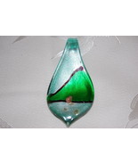 Blue Green &amp; Silver Glass Spoon Pendant - £1.96 GBP