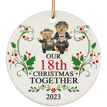 Funny Couple Bear Ornament Gift Decor 18th Wedding Anniversary 18 Year Christmas - £11.83 GBP