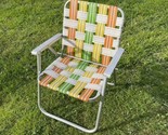 Vintage Aluminum Folding Lawn Chair Multicolor Webbed - £27.69 GBP