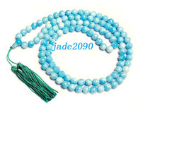 Free Shipping - Tibetan Buddhism Natural sky Blue Jade Mala meditation yoga 108  - £28.15 GBP