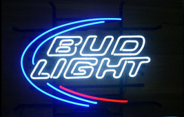 New Budweiser Bud Light Beer Real Glass Handmade Neon Sign 20&quot;x16&quot; - £123.47 GBP