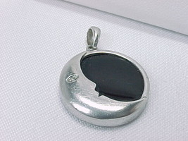 MOON MAN Vintage PENDANT with Black ONYX and DIAMOND Eye in STERLING Sil... - £49.52 GBP