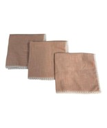 Set of 3 Mauve Pink Delicate Lace Edge Square Cloth Napkins 15” Tea Part... - $269.52 MXN