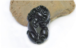 Free Shipping - good luck Real Natural black jade carved Pi Yao  Amulet ... - £15.92 GBP