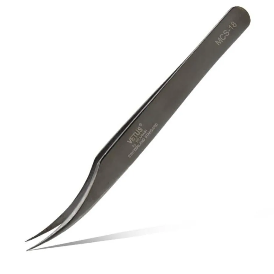 Black High Precision Prem Eyelash Makeup Tweezers Stainless Steel Curved Straigh - $62.48