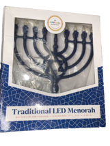 The Dreidel Company Traditional LED Electric Blue ￼Hanukkah Menorah, Open Box - £11.62 GBP