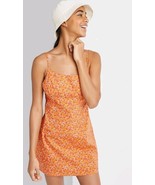  Women&#39;s Size XL Orange &amp; Floral Print Mid Thigh Bodycon Sun Dress Fable... - $15.99