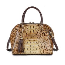 Vintage First Layer Cow Leather Women Bag New Alligator Luxury Handbag L... - £109.97 GBP