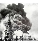 USS Bunker Hill Hit By 2 Kamikaze Planes 1945 WW2 Photo Print Military D... - $761.39 MXN