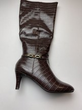 Karen Scott Hanna Knee High Dress Boots Wide Calf Faux Alligator Brown Size 8 - £23.33 GBP