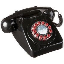 Wild & Wolf 746 Rotary Design Retro Landline Telephone, Black - £38.31 GBP