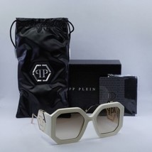 Philipp Plein SPP067 09ZQ Polished Ivory White/Gradient Brown 54-22-140 Sungl... - $371.86