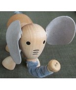 Wood Elephant Anamalz Trunk Up ET08 Suede Ears Poseable - $26.72