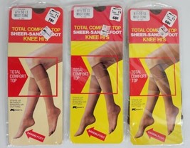 3 Vintage Kmart Knee Hi Sandalfoot Nylon Stockings Hosiery Mist-Tone 8.5-11 - £9.49 GBP