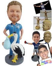 Personalized Bobblehead Gynecologist Deliverying a Baby Standing With Stork - Ca - £81.02 GBP