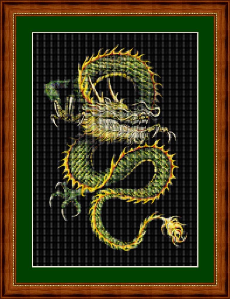 CHINESE DRAGON 3 - pdf cross stitch chart. Original Artist Unknown - $12.00