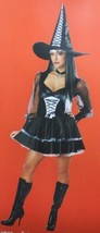 Womens Witch Spellbound Black Dress &amp; Hat 2 Pc Halloween Costume-size S 6/8 - £15.87 GBP