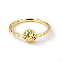 Stainless Steel Gold Color Shell Rings For Women Shell Shape Crown Ring Engageme - £20.04 GBP