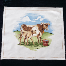 Cow Calf Quilting Craft Sewing Pillow Panel 13.5&quot; x 11.5&quot; Cranston Screen Print - £5.51 GBP