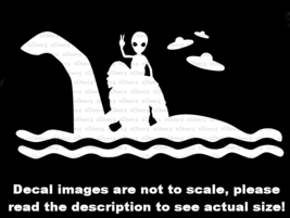 Bigfoot Riding Loch Ness Monster With Alien and UFOs Decal Bumper Sticker - $6.72+