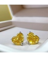 3.00Ct Heart Cut Simulated  Citrine Stud Earrings 14k Yellow Gold Plated... - £82.36 GBP