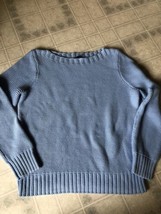 Talbots Light Blue Chunky Cotton Seed Stitch Long Sleeve Sweater  XL Petite - £29.63 GBP
