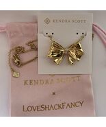 Kendra Scott x Love Shack Fancy Gold Statement Bow Necklace White Crysta... - $1,445.57 MXN