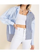 Mix and Match Stripe Long Sleeve Shirt Blue White Small - $52.80 CAD